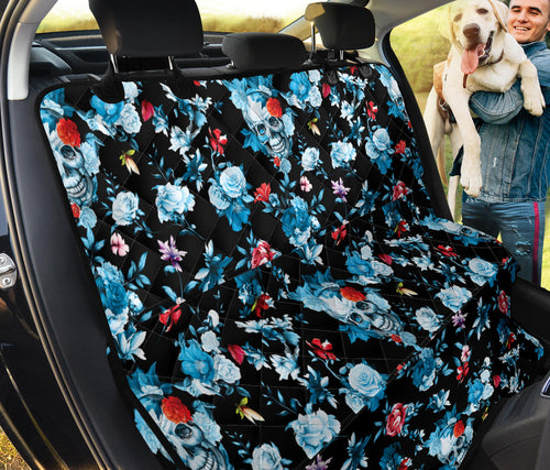 Skull Flower Roses Leave Pattern Dog Car Seat Covers