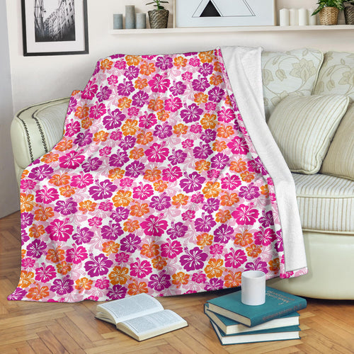 Hibiscus Pattern Print Design 01 Premium Blanket
