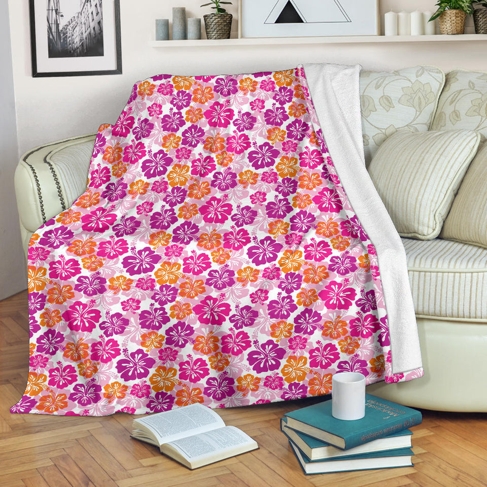 Hibiscus Pattern Print Design 01 Premium Blanket