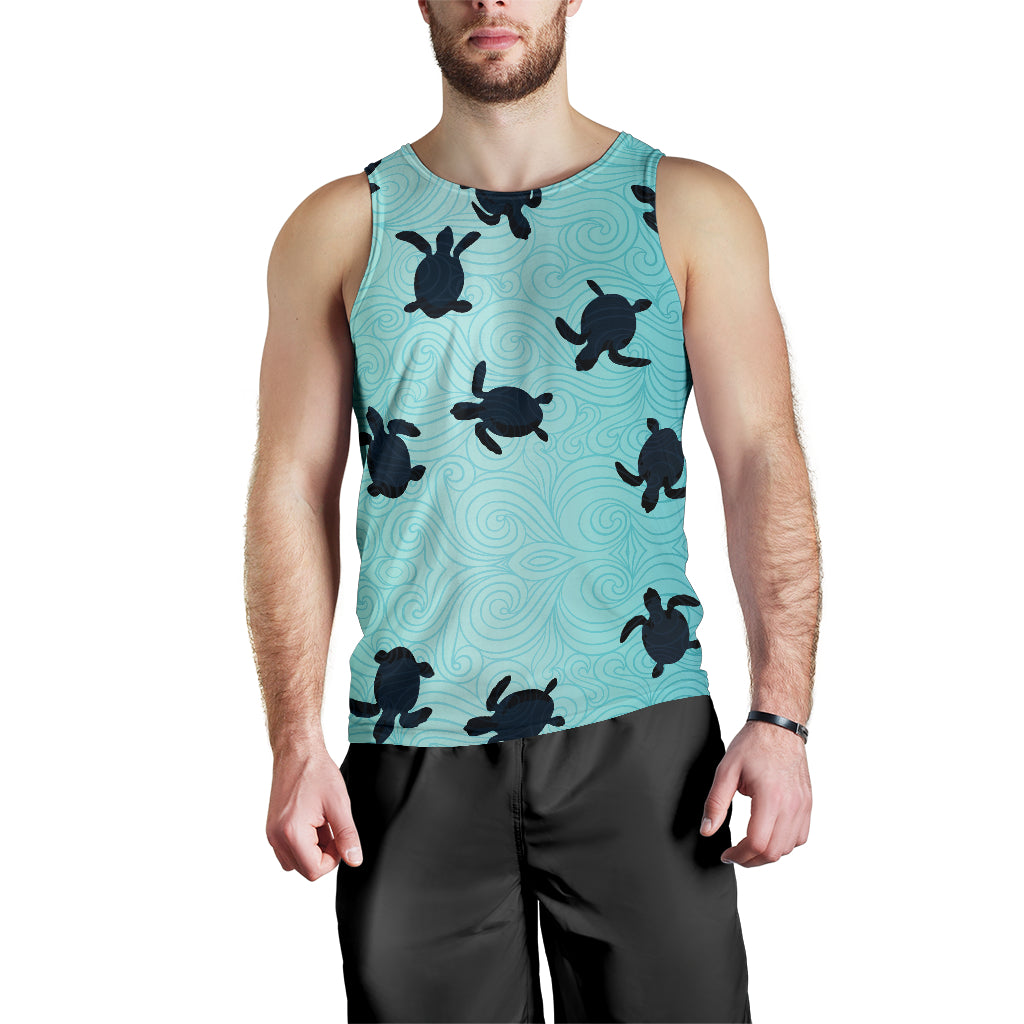 Sea turtle with blue ocean backgroud Men Tank Top