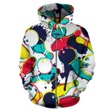 Watercolor Bowling Ball Pins Zip Up Hoodie