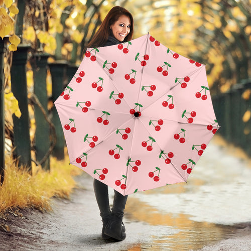 Cherry Pattern Pink Background Umbrella