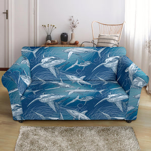 Shark Hand Drawn Loveseat Couch Slipcover