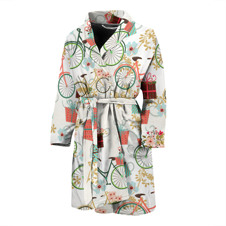 Bicycle Pattern Print Design 05 Men's Bathrobe