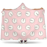 Clock Pattern Pink Blackground Hooded Blanket