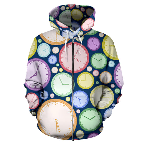 Colorful Clock Background Zip Up Hoodie