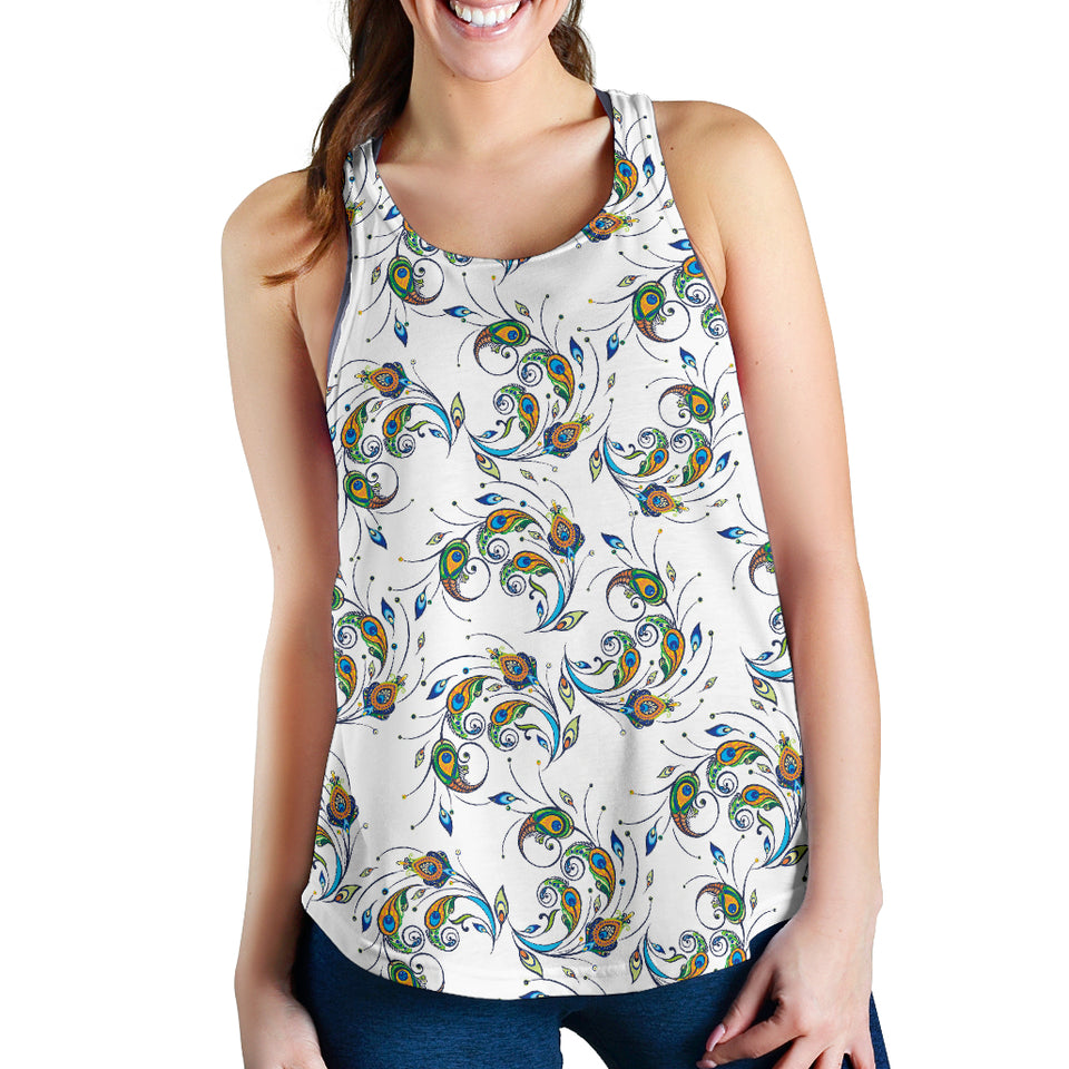 Peacock feather pattern Women Racerback Tank Top