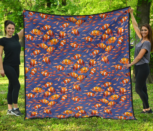 Clown Fish Pattern Print Design 04 Premium Quilt