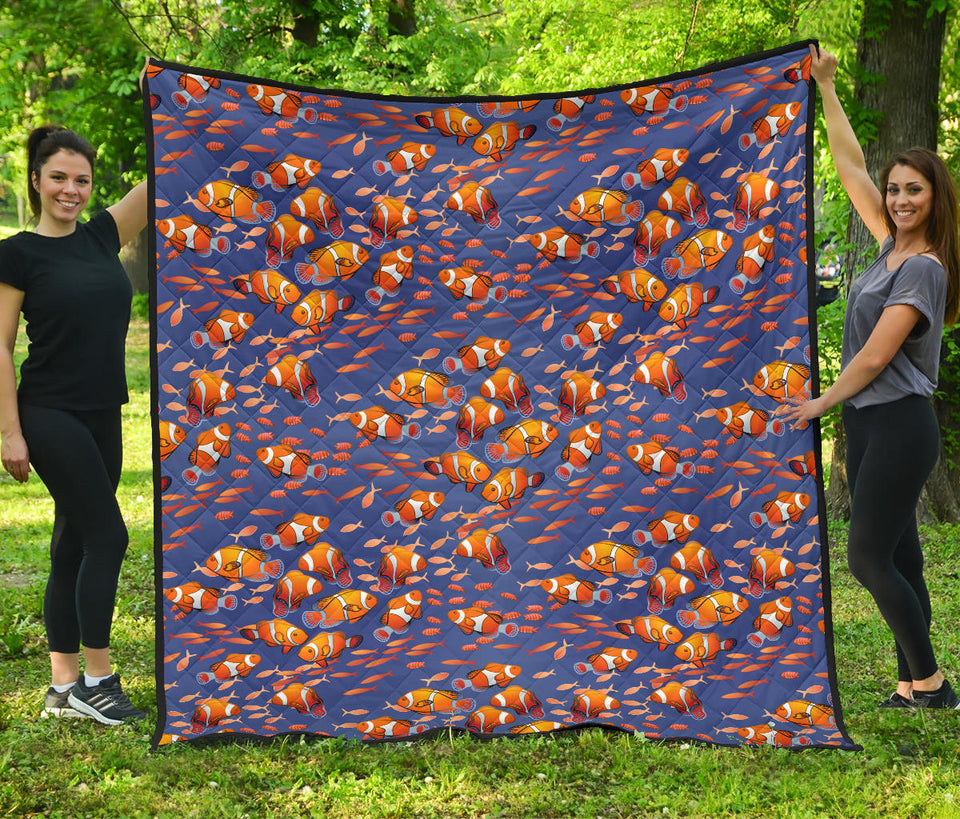 Clown Fish Pattern Print Design 04 Premium Quilt