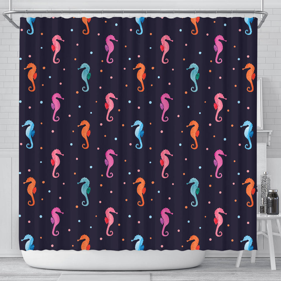 Watercolor Colorful Seahorse Pattern Shower Curtain Fulfilled In US