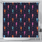 Watercolor Colorful Seahorse Pattern Shower Curtain Fulfilled In US
