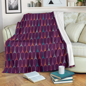 Eiffel Tower Pattern Print Design 05 Premium Blanket