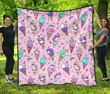 Cute Ice Cream Cone Animal Pattern Premium Quilt