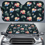 Cute Sloths Sleeping Christmas Ball Santa Hat Pattern Car Sun Shade