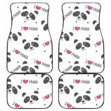 Hand Drawn Faces Of Pandas Pattern Front And Back Car Mats