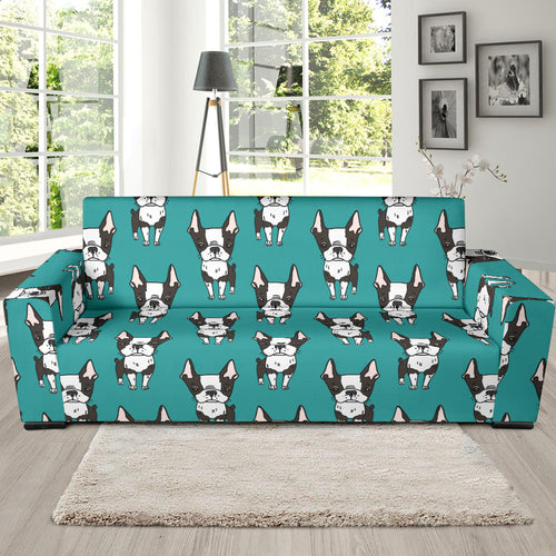 Hand Drawn Boston Terrier Dog Pattern Sofa Slipcover