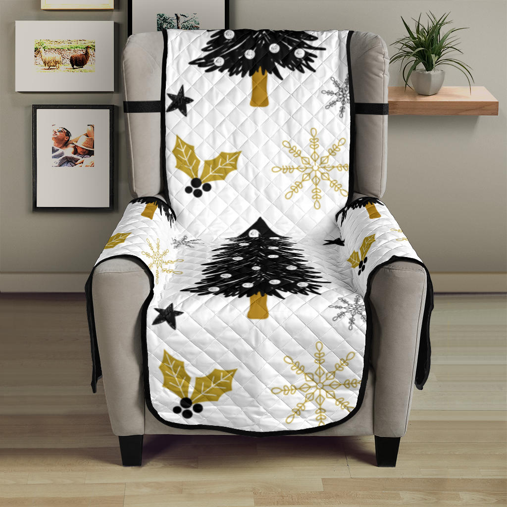 Christmas tree holly snow star pattern Chair Cover Protector