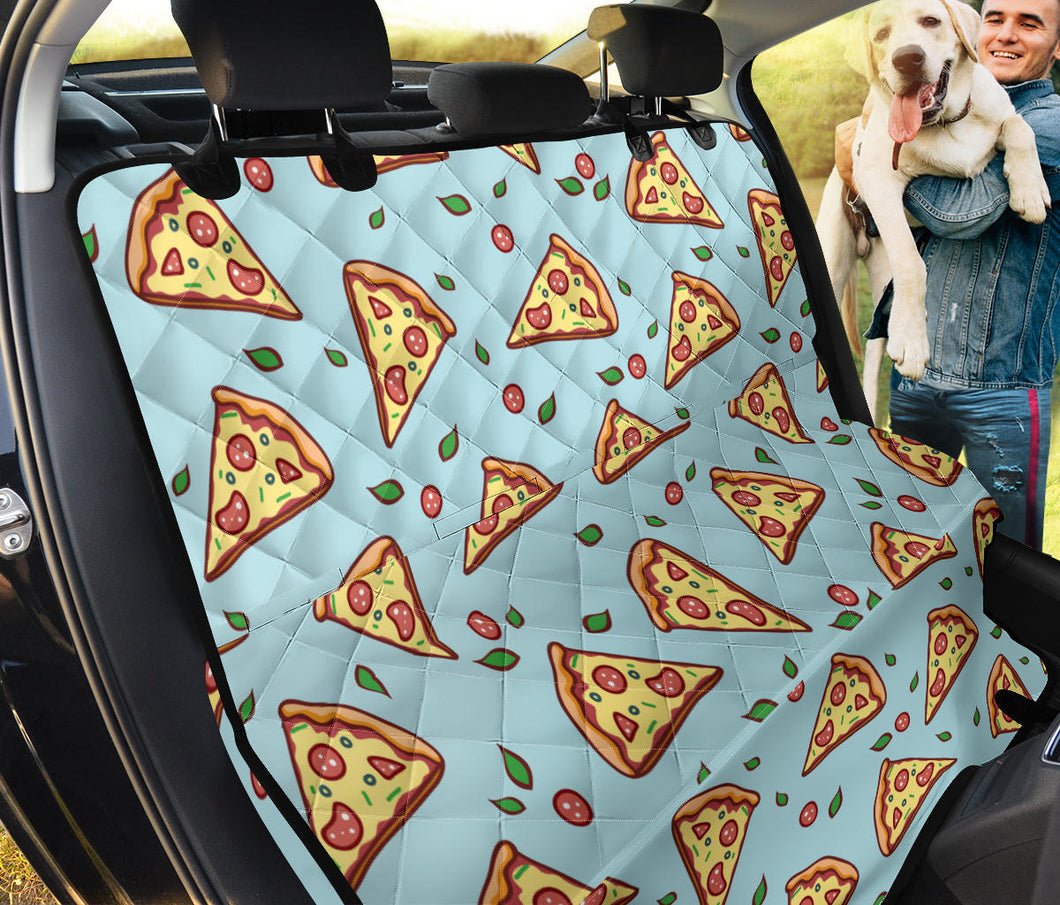 Hand Drawn Pizza Blue Background Dog Car Seat Covers