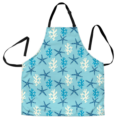 Blue Starfish Coral Reef Pattern Adjustable Apron