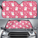 Maneki Neko Cat Sakura Pink Background Car Sun Shade