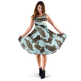 Eagle Pattern Print Design 01 Sleeveless Midi Dress