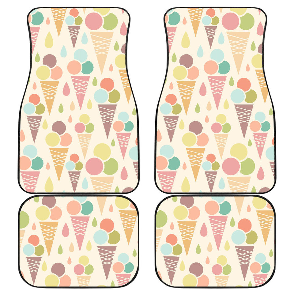 Ice Cream Cone Pattern Front And Back Car Mats