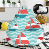 Red White Sailboat Wave Background Bean Bag Cover