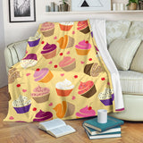 Cake Cupcake Heart Cherry Pattern Premium Blanket