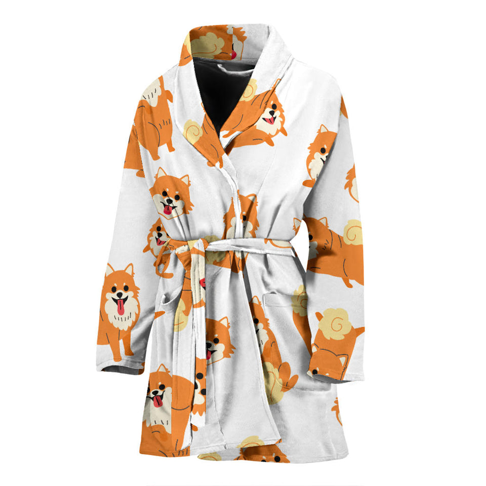 Brown Pomeranian Pattern Women'S Bathrobe