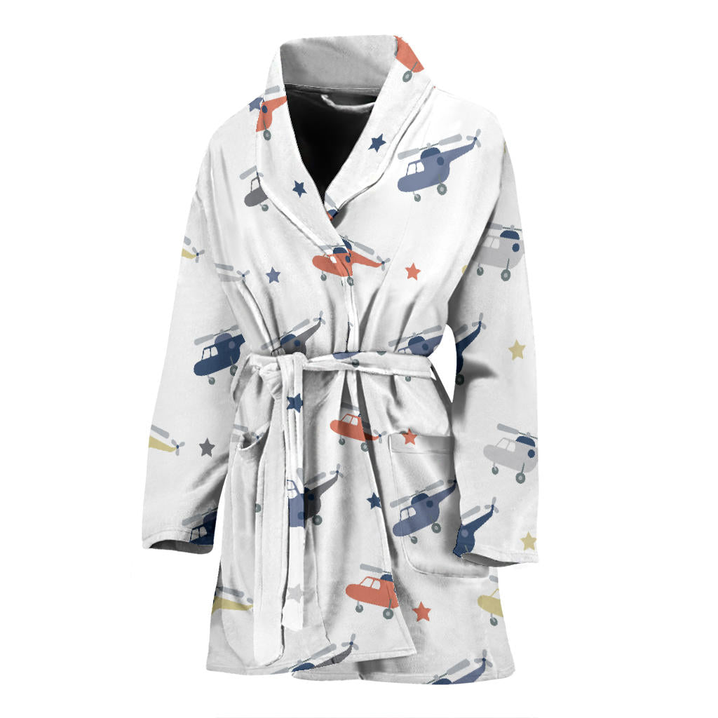 Cute Helicopter Star Pattern Women'S Bathrobe