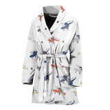 Cute Helicopter Star Pattern Women'S Bathrobe
