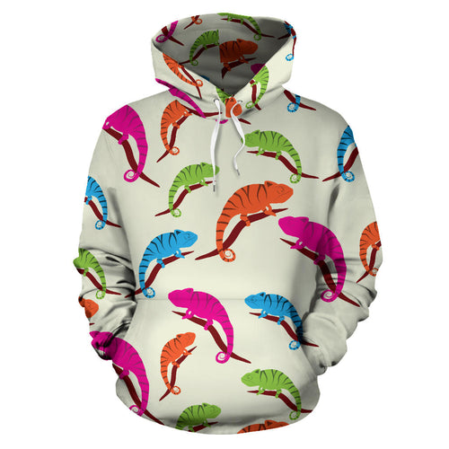Colorful Chameleon Lizard Pattern Men Women Pullover Hoodie