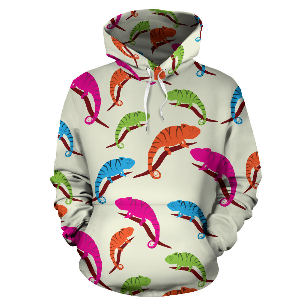 Colorful Chameleon Lizard Pattern Men Women Pullover Hoodie