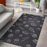 Sushi Pattern Black Background Area Rug