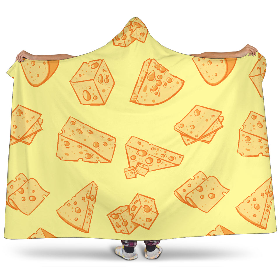 Cheese Design Pattern Hooded Blanket