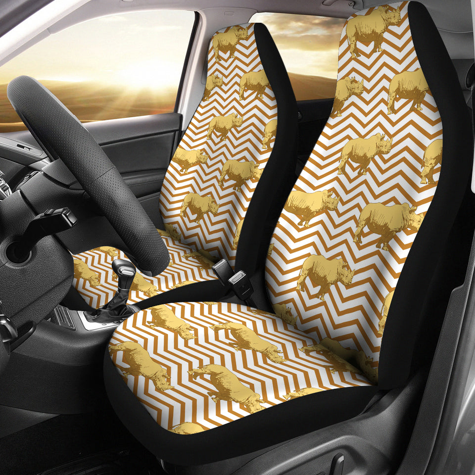 Rhino Yellow Theme Pattern  Universal Fit Car Seat Covers