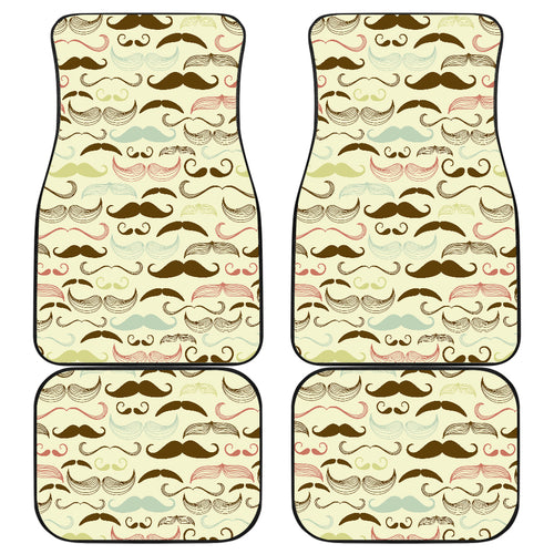 Mustache Beard Pattern Print Design 01 Front and Back Car Mats