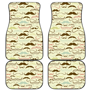Mustache Beard Pattern Print Design 01 Front and Back Car Mats