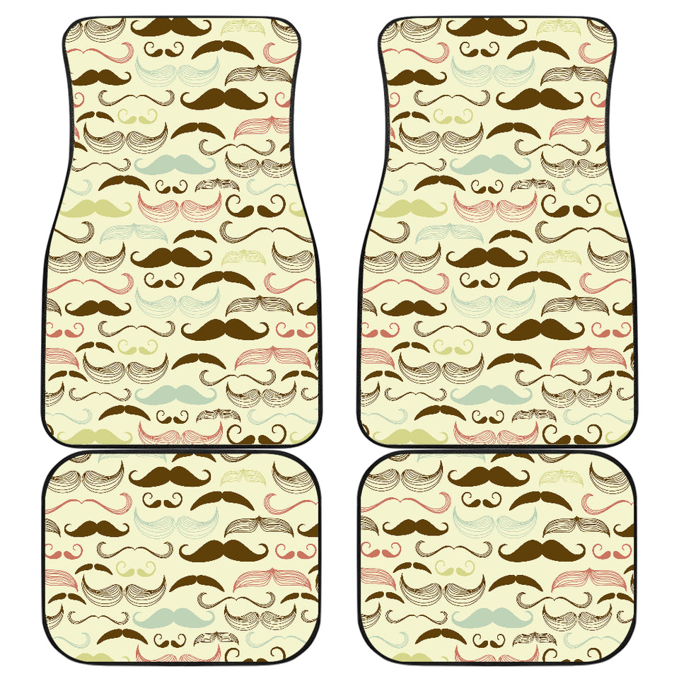 Mustache Beard Pattern Print Design 01 Front and Back Car Mats