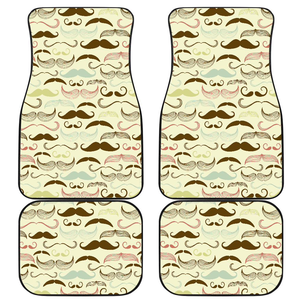 Mustache Beard Pattern Print Design 01 Front and Back Car Mats