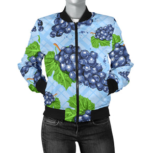 Watercolor Grape Pattern Women'S Bomber Jacket