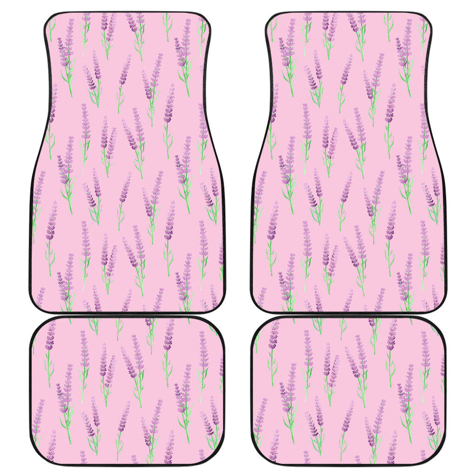 Lavender Pattern Pink Background Front And Back Car Mats