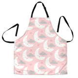 Cute Moon Cloud Star Pattern Pink Dot Background Adjustable Apron