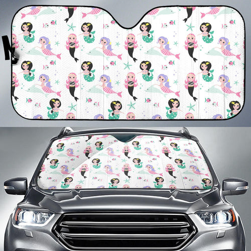 Cute Mermaid Dolphin Fish Starfish Pattern Car Sun Shade