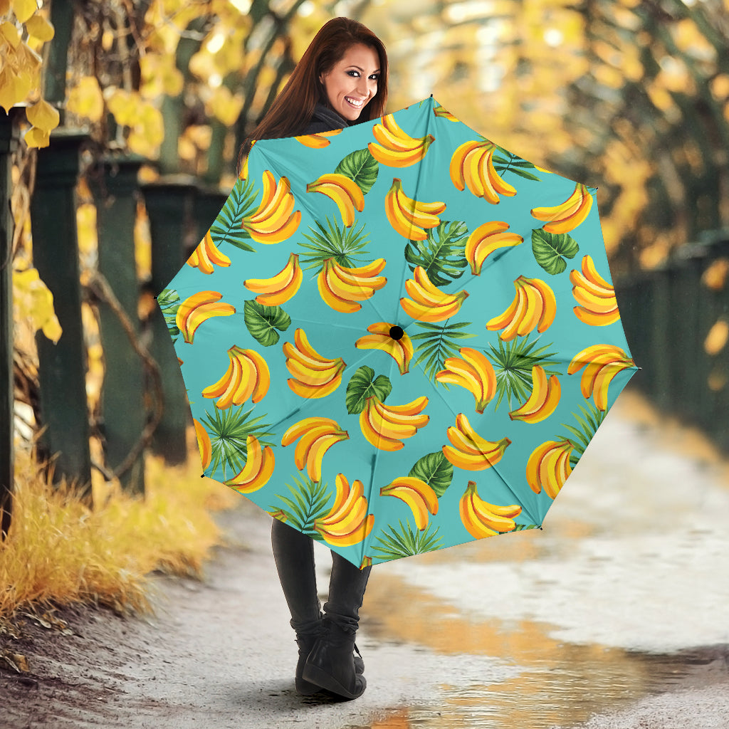 Banana Palm Leaves Pattern Background Umbrella
