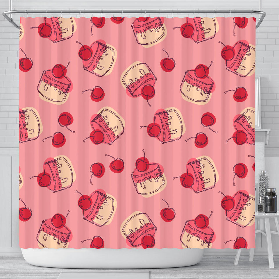 Cake Cherry Pattern Shower Curtain Fulfilled In US