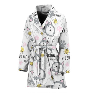 Siberian Husky Design Pattern Women'S Bathrobe