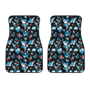 Skull Flower Roses Leave Pattern Front Car Mats