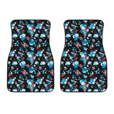 Skull Flower Roses Leave Pattern Front Car Mats