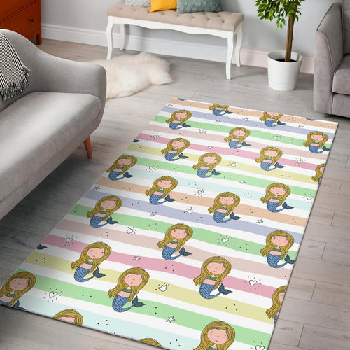 Cute Hand Drawn Mermaid Area Rug